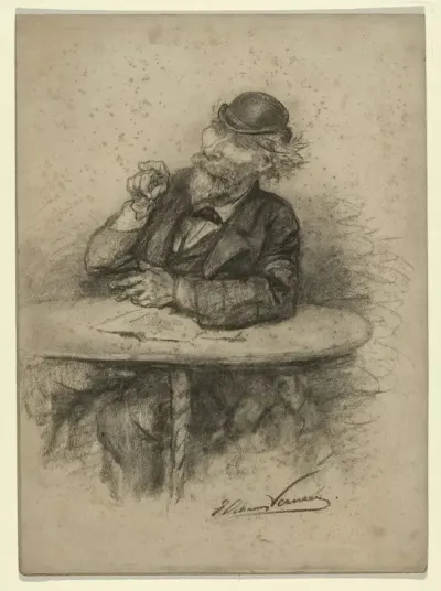 Karikatuurportret van de kunstschilder Fridolin Becker