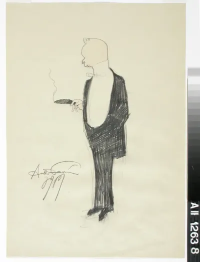 Karikatyyri, arkkitehti Eliel Saarinen