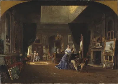 Karl XV of Sweden and Norway in his studio, 3 people