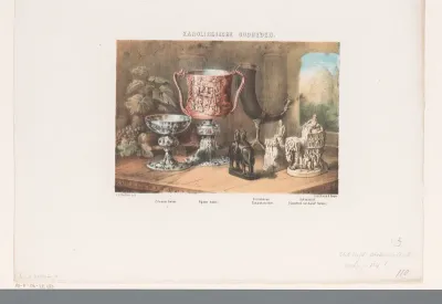 Karolingische bekers, drinkhoorn en beeldjes