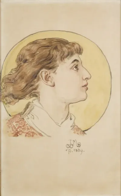 Karton do polichromii Kościoła Mariackiego - Główka aniołka (portret córki Heleny)