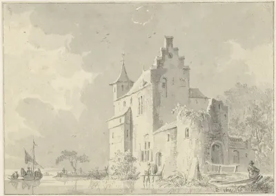 Kasteel aan een brede rivier