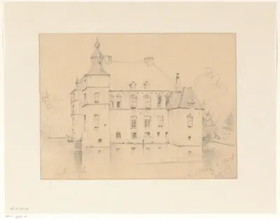 Kasteel Cannenburg te Vaassen, van opzij gezien