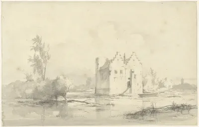 Kasteel Cronenburgh liggend in de moerassig geworden gracht