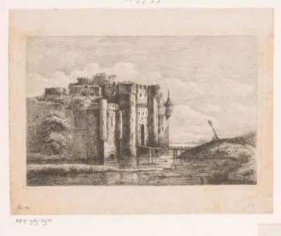 Kasteelruïne met toegangsbrug