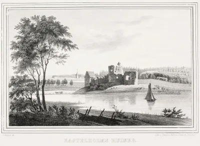 Kastelholm Castle Ruins, illustration for Finland Depicted in Drawings, booklets XVIII and XIX
