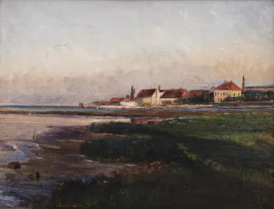 Kastrup Værk. Aftensol
