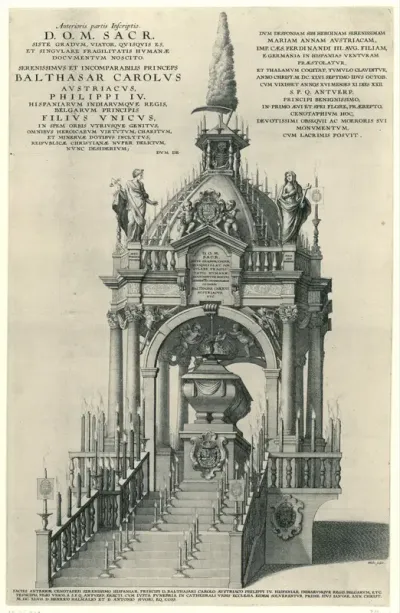 Katafalk van de Infante Balthasar te Antwerpen (vooraanzicht), 1647