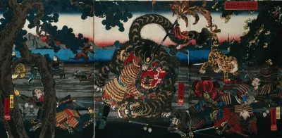 Katō Kiyomasa struggling with a great tiger
