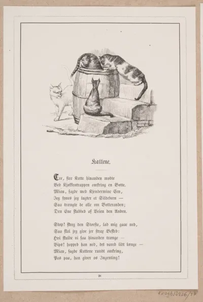 Kattene. Illustration til H.V. Kaalund, "Fabler for Børn"