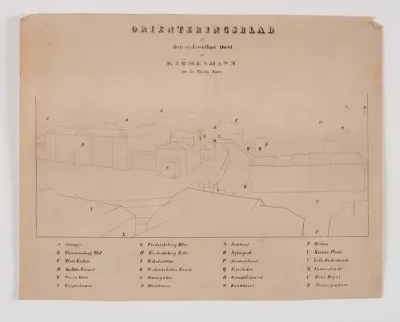 København set fra Nikolaj Tårn, orienteringsblad til den sydvestlige del