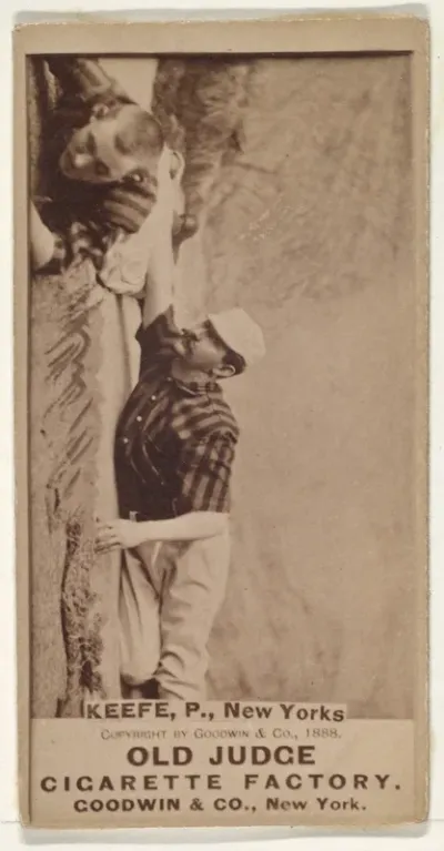 Keefe and Richardson Stealing 2nd Base, New York, from the Old Judge series (N172) for Old Judge Cigarettes
