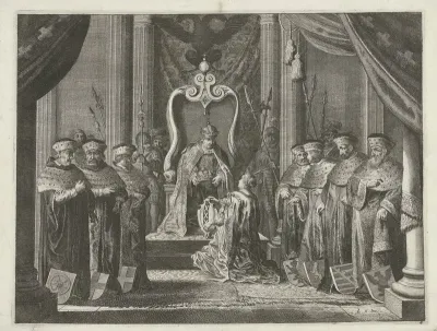 Keizer Maximiliaan I verleent de keizerskroon aan Amsterdam