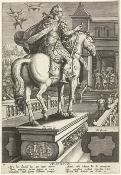 Keizer Vespasianus te paard
