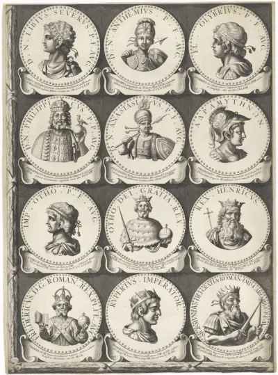 Keizers en koningen, medaillons 84-149, blad 8