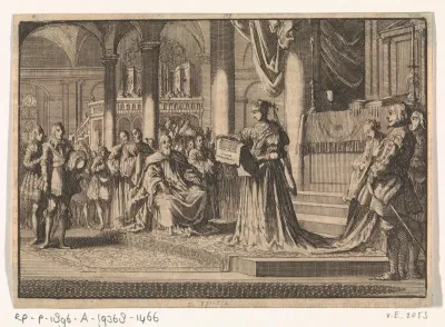 Kerk te Innsbrück waar Christina van Zweden haar verklaring van haar overgang naar de katholieke kerk voorleest, 1655