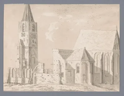 Kerk te Warmond en de ruïne daarvan