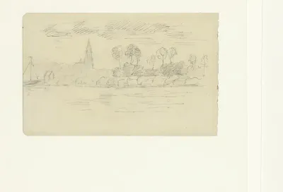 Kerk tussen bomen aan het water