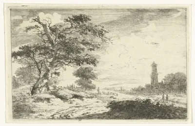 Kerktoren bij zandvlakte