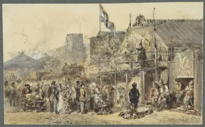 Kermis te Leeuwarden, de Oldenhove in het verschiet