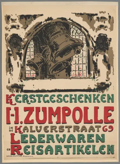Kerstgeschenken. H. Zumpolle in de Kalverstraat 69. Lederwaren en reisartikelen