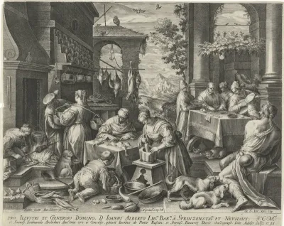 Keuken met de rijke man en de arme Lazarus