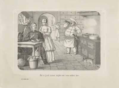 Keuken met personeel en soldaat