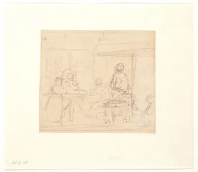 Keukeninterieur met familie