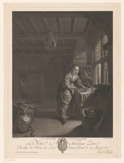 Keukeninterieur met keukenmeid