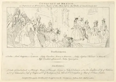 Key with List of Performers to: The Indian Emperor, or, The Conquest of Mexico, Act 4, scene 4