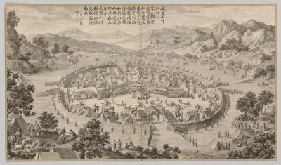 Khan of Bada Shan Presenting Tribute: from Battle Scenes of the Quelling of Rebellions in the Western Regions, with Imperial Poems