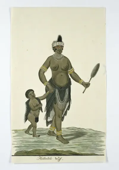 Khoekhoe of San vrouw, met haar zoontje
