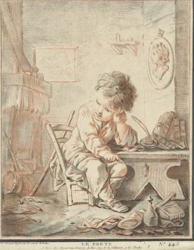 Kind als dichter aan het werk in interieur
