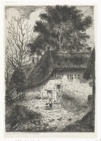 Kind met schop voor een boerderij