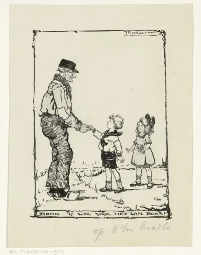 Kinderen bedanken een boer