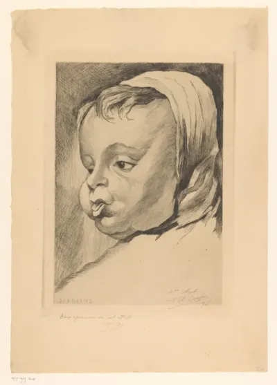 Kinderhoofd met uitgestoken tong