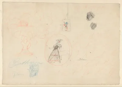 Kindertekening en schrijfoefening