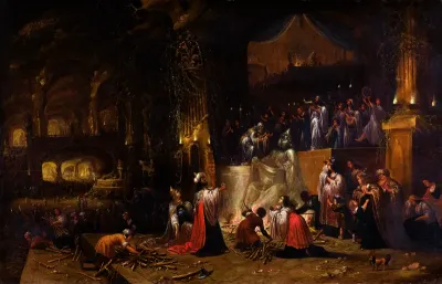 King Ahaz sacrifices his son to Moloch