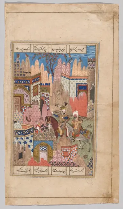 King Anushirwan and the Owls, from the Khamsa of Nizami