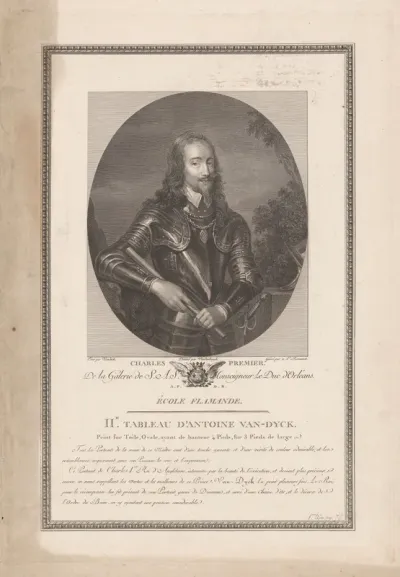 King Charles I. Engraving by A.L. Romanet after I.J. van den Berghe after A. van Dyck