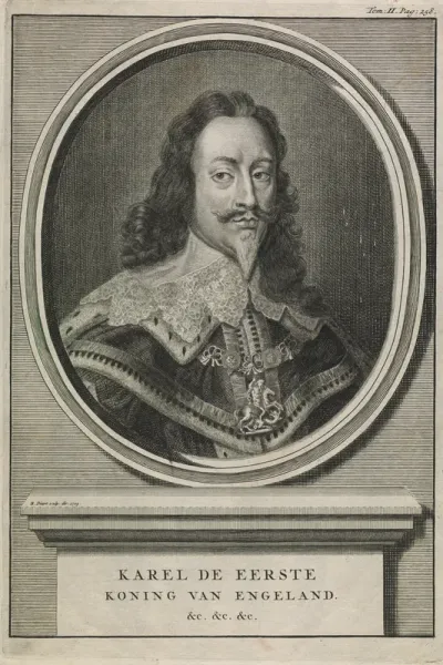 King Charles I. Engraving by B. Picart, 1729, after A. van Dyck