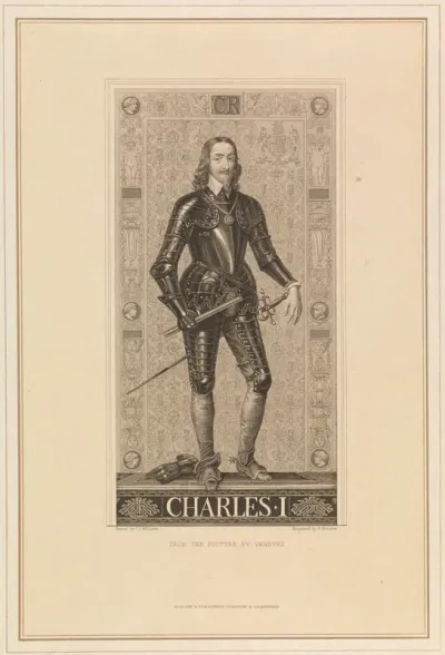 King Charles I. Engraving by H. Bourne after J.L. Williams after A. van Dyck
