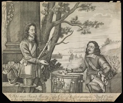 King Charles I giving orders to Sir Edward Walker during the English Civil War