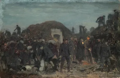 King Christian IX’s visit to Dybbøl Redoubts on the night between 22 and 23 March 1864. Sketch.