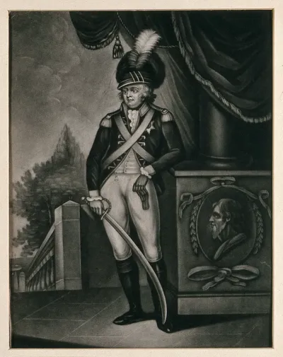 King George IV as Prince of Wales, wearing a military uniform and holding a sword