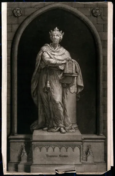 King Henry VI, with his hands clasped above Eton College chapel