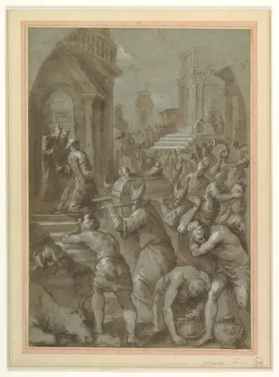 King Solomon Beholds the Ark of the Covenant Being Brought to the Temple