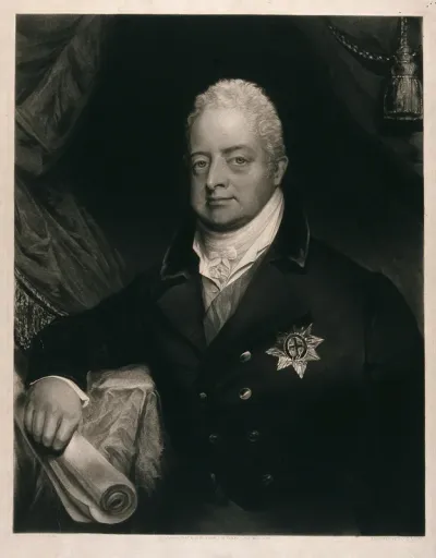 King William IV holding a scroll of the Magna Carta in his right hand