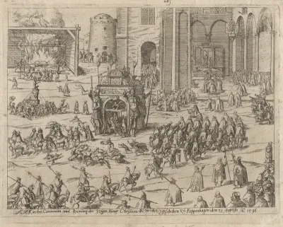 Kirchen Cermonien und Krönung des Zweigen Königs Christiani der Vierden... (Church Ceremonies and Coronation of the Eternal King Christian IV in Copenhagen on August 29, 1596