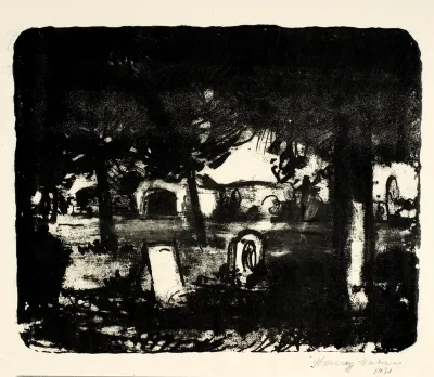 Kirkegård, grave under høje træer